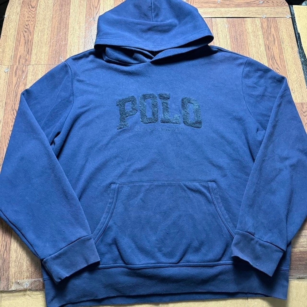 Polo Ralph Lauren Blue‎ Double Knit Spell Paisley Fleece Hoodie XL